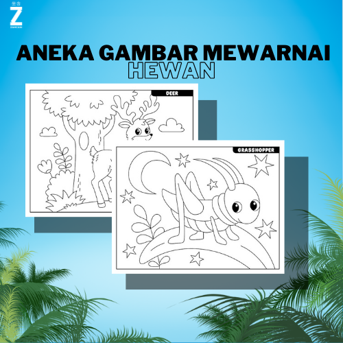 isi 10 lembar Kertas Gambar Mewarnai A4 Hewan / Coloring / Sketsa