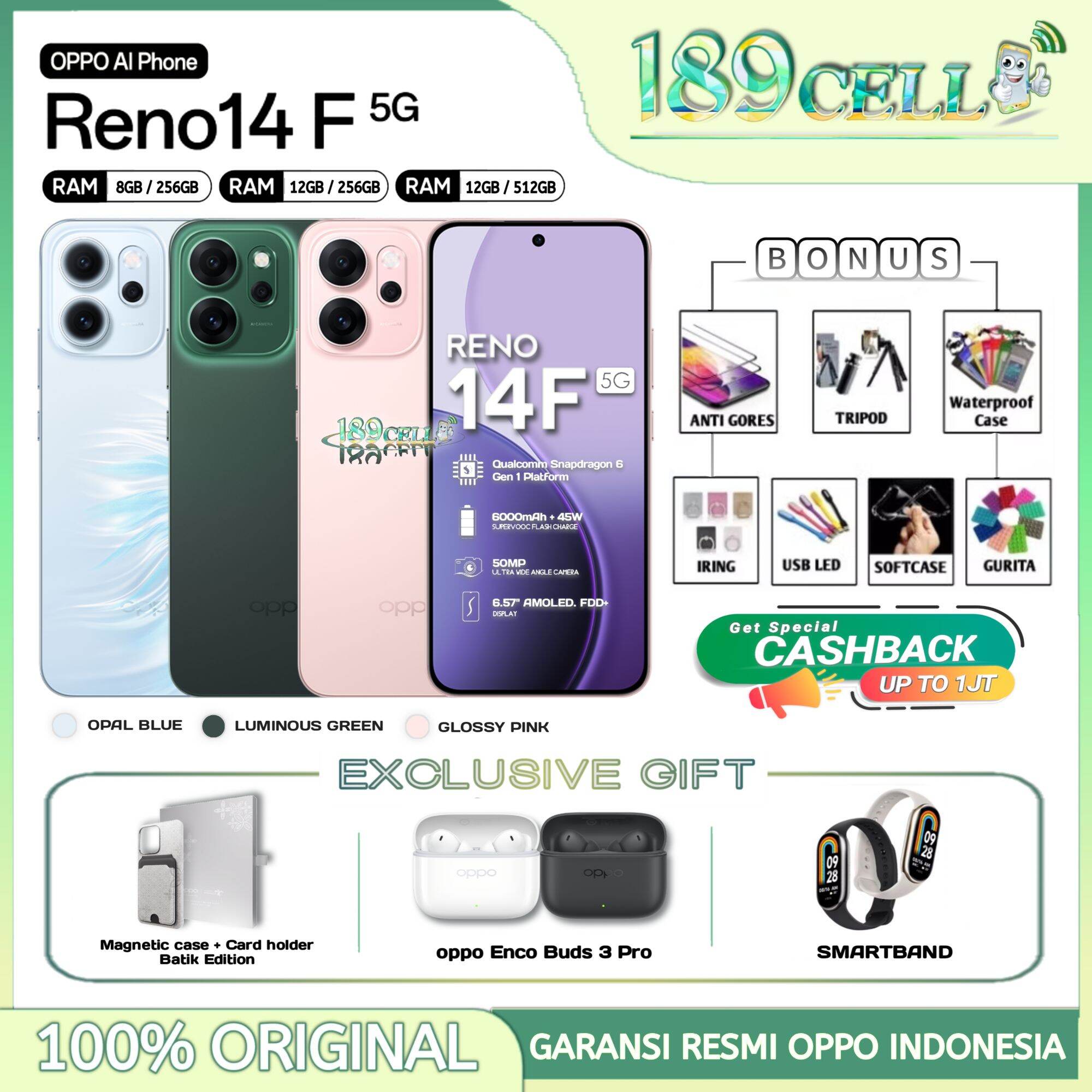 Oppo Reno14 F 5g 8/256Gb 12/256Gb 12/512Gb - Snapdragon 6 Gen1, 6000Mah & 45W - Reno 14F 5g Giá 5,099,900 Đồng*Miễn phí vận chuyển