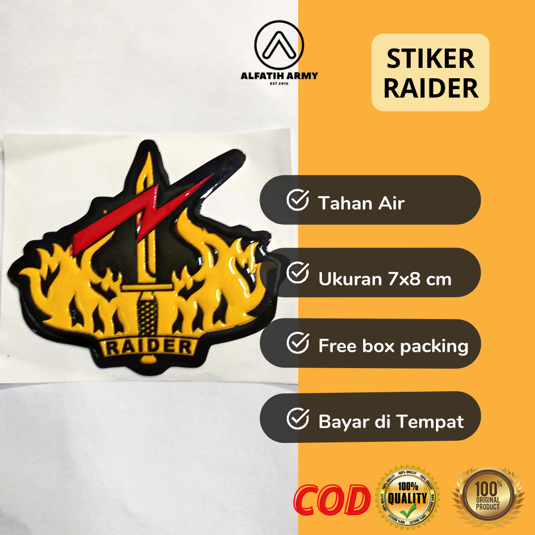 Sticker Ribut Petir Stiker Raider Petir Timbul Asli Motor Glossy Waterproof AlFatih Army ...
