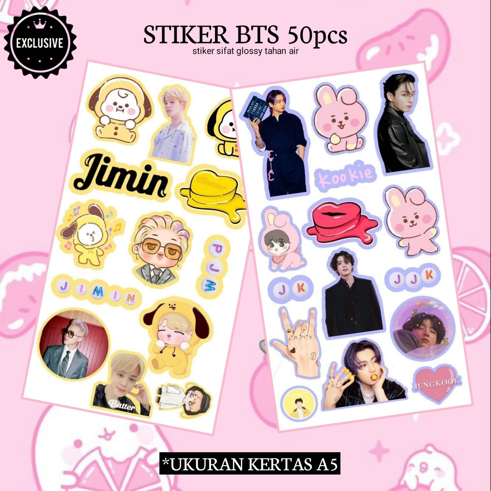 (50pcs) Stiker BTS Glossy/Stiker Lucu/Stiker Untuk Anak/Stiker Ulang ...