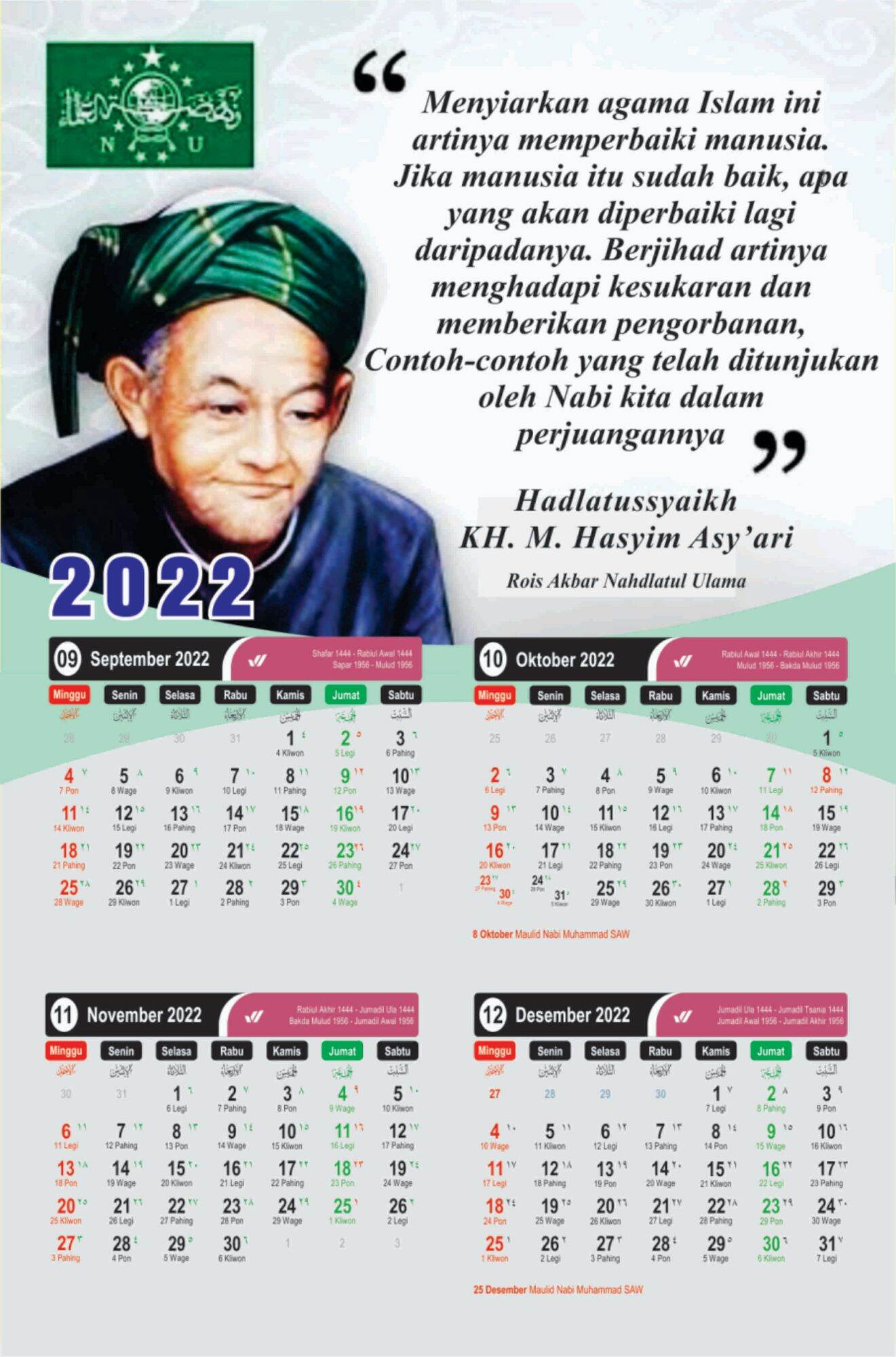 Kalender nu tahun 2022