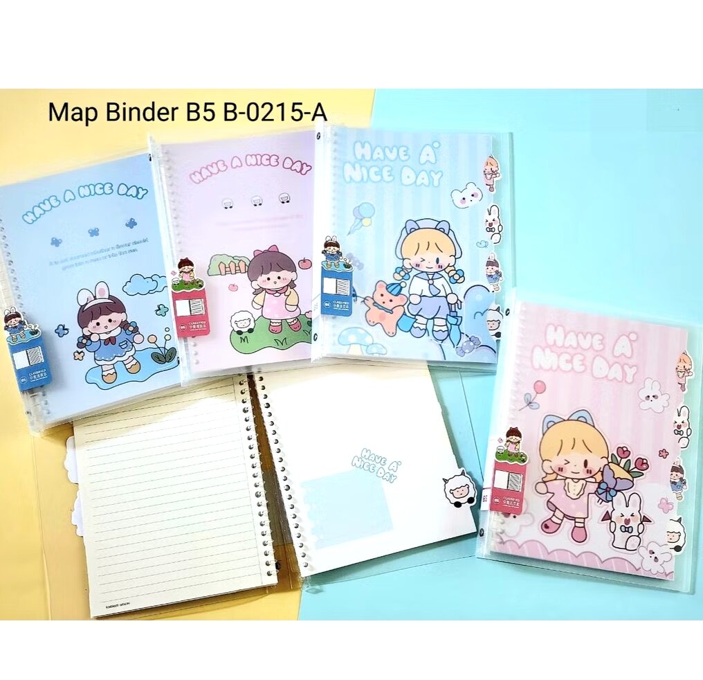 Binder B5 cute plus pembatas halaman isi 55 kertas II Buku catatan II Notebook II