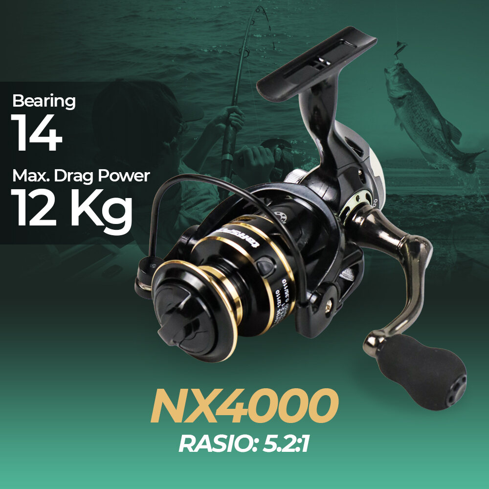 reel pancing gold sharking nx6000 metal body drag 12 kg 4.7:1 Gear