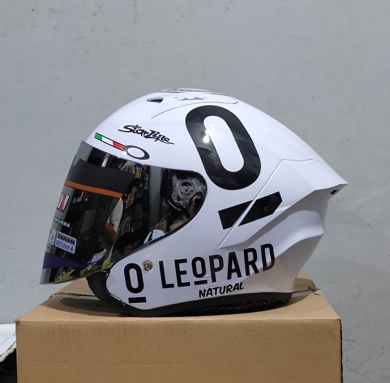 Helm KBR Leopard Putih Tanos look TTC Kairoz kronos half face pake kaca