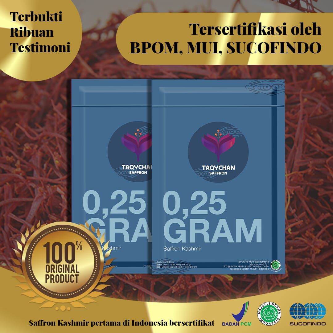 TAQYCHAN SAFFRON/SAFRON SACHET 1/4 GRAM ORIGINAL KHASMIR 100 PREMIUM