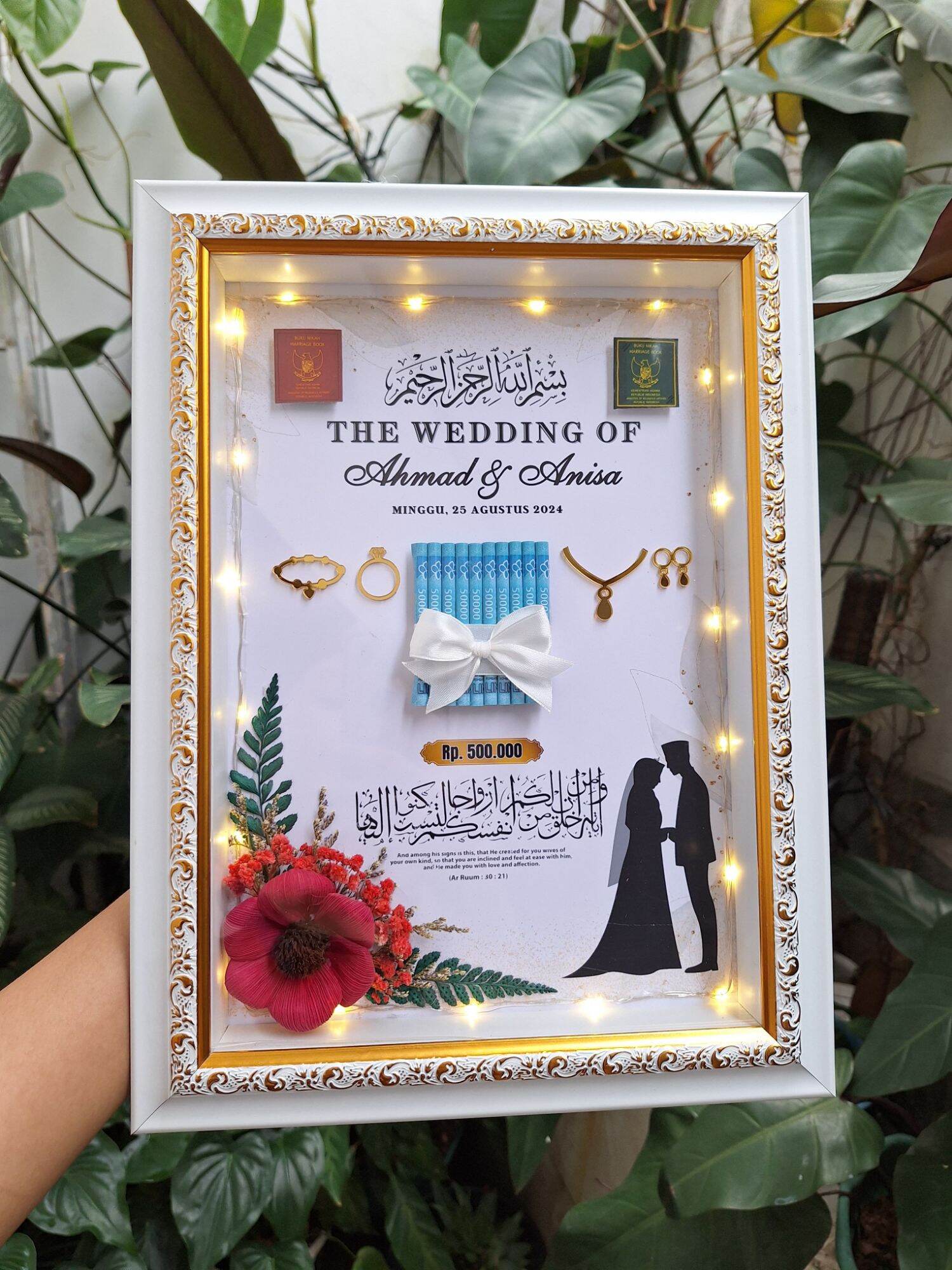 BINGKAI MAHAR 3D CUSTOM / FRAME 3D LIST GOLD / FRAME MAHAR RUSTIC / HANTARAN PERNIKAHAN / SEHARI BERES