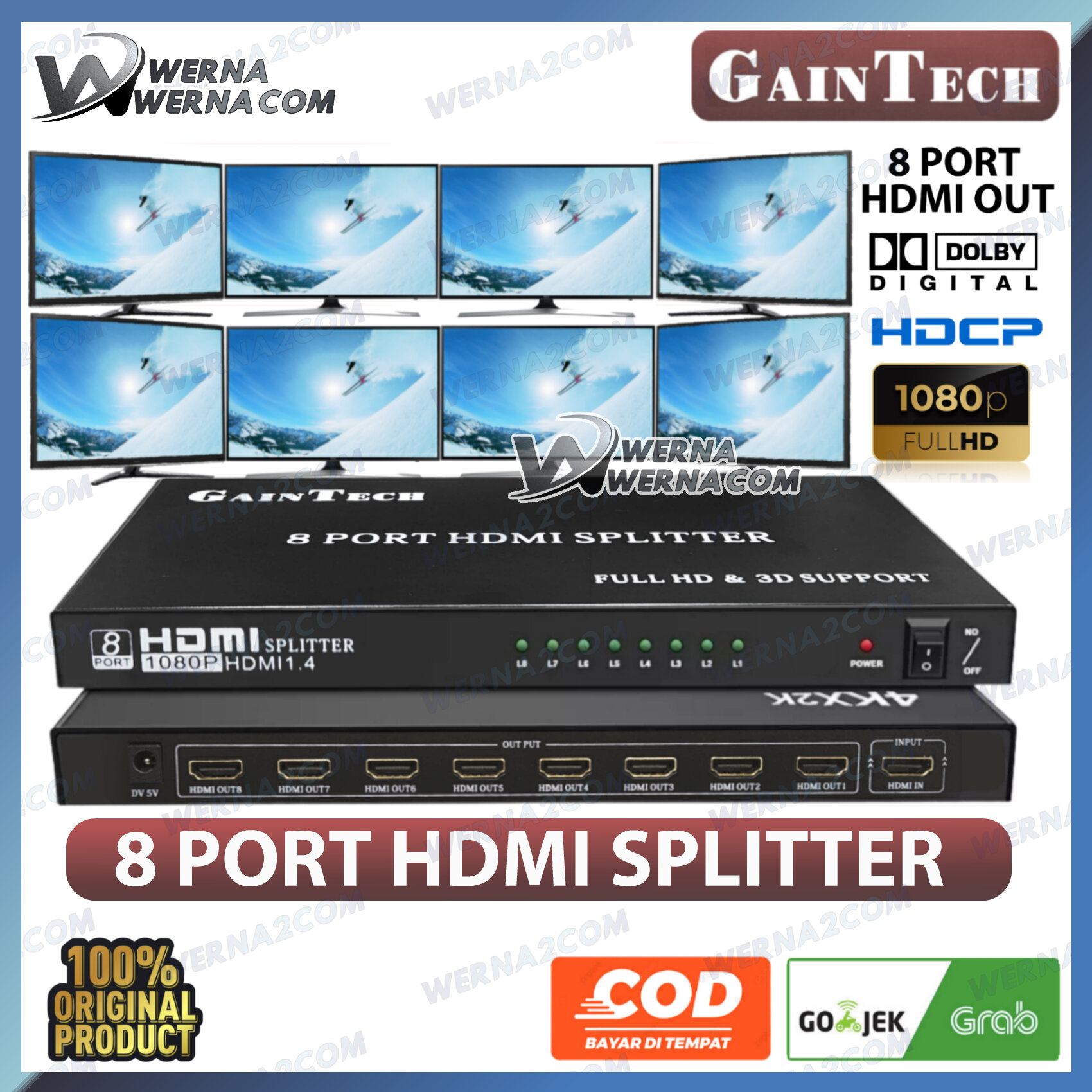 HDMI SPLITTER 8 PORT V 1.4 1080P GAINTECH Lazada Indonesia
