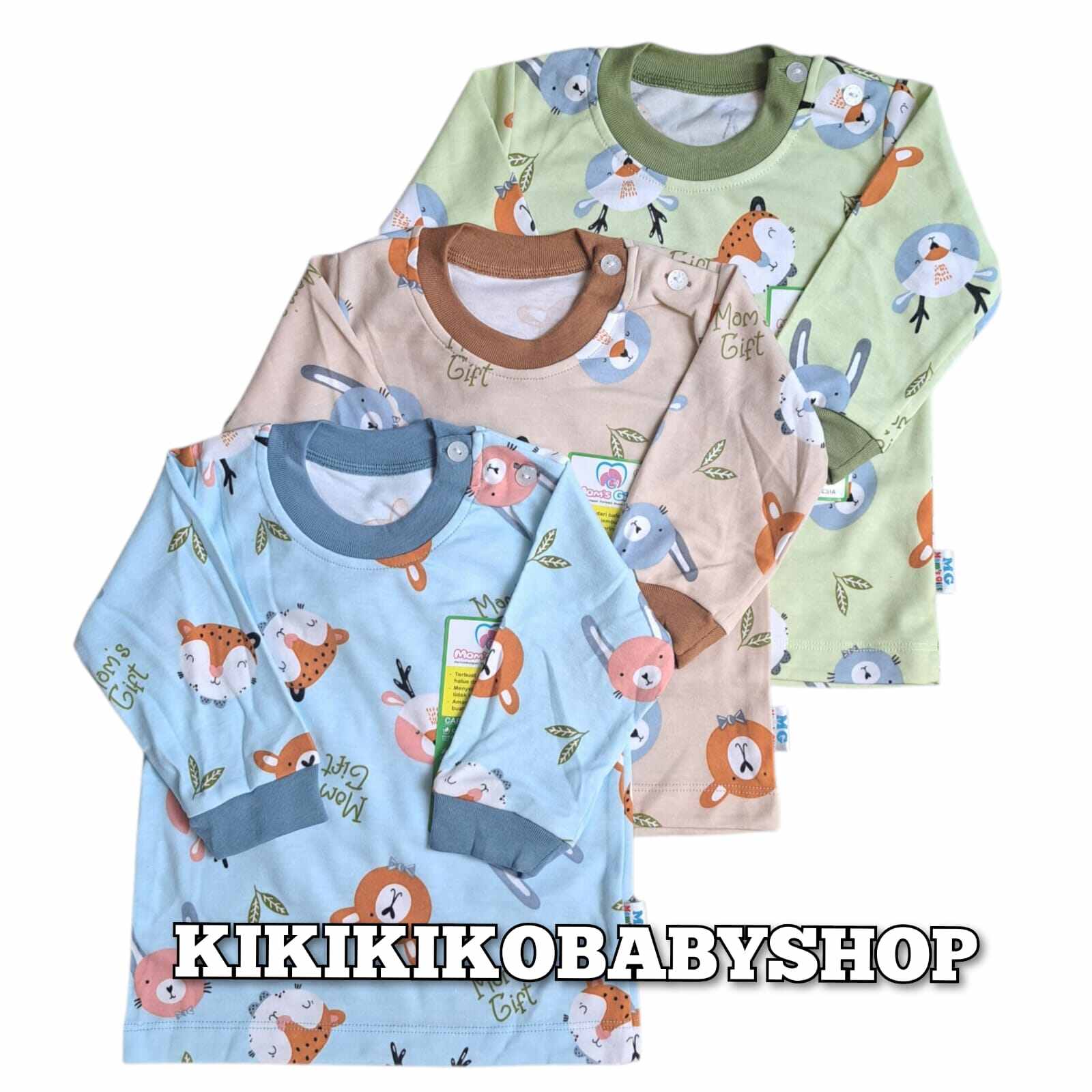 New!! [[ 3PCs] oblong baby tops mom's hadiah button length scan M L XL motif rendom