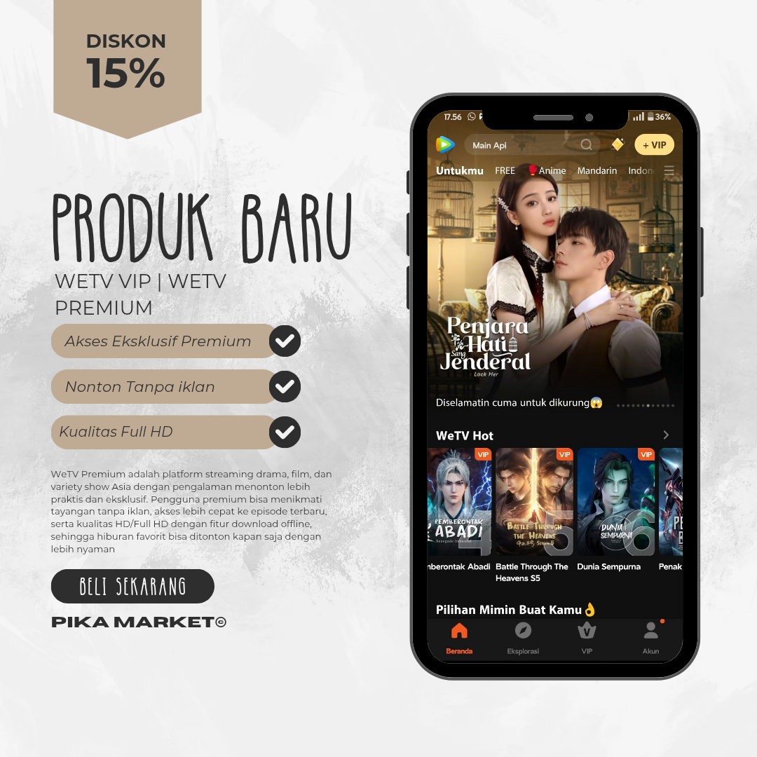 WeTV VIP Premium 1 Tahun Support All Device Harga 19,500 rupiah*Gratis Ongkir