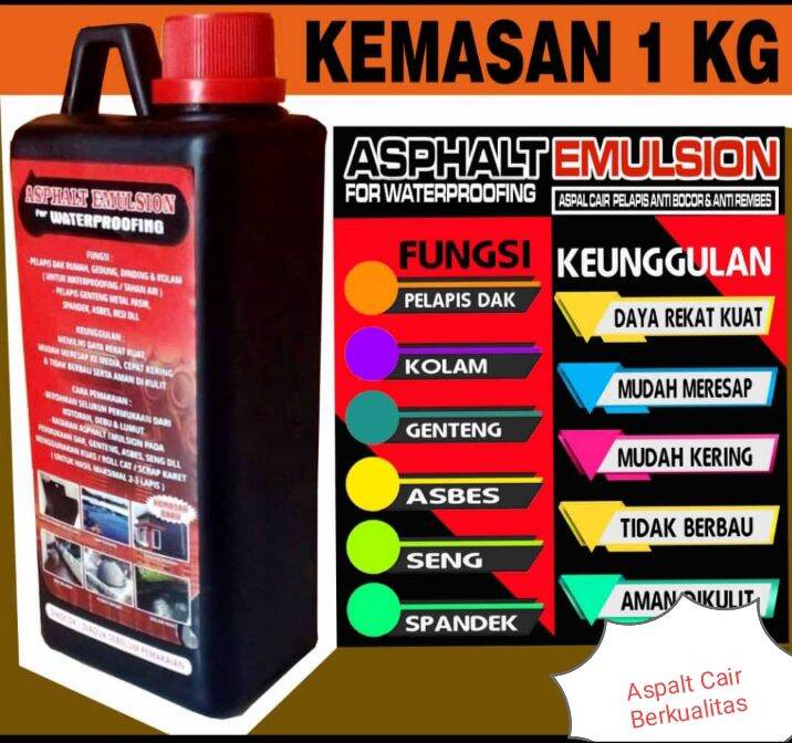 Aspal Cair Emulsion Pelapis Anti Bocor Dan Rembes Untuk Dak Dan Atap Rumah 1 Kg Lazada Indonesia 7109