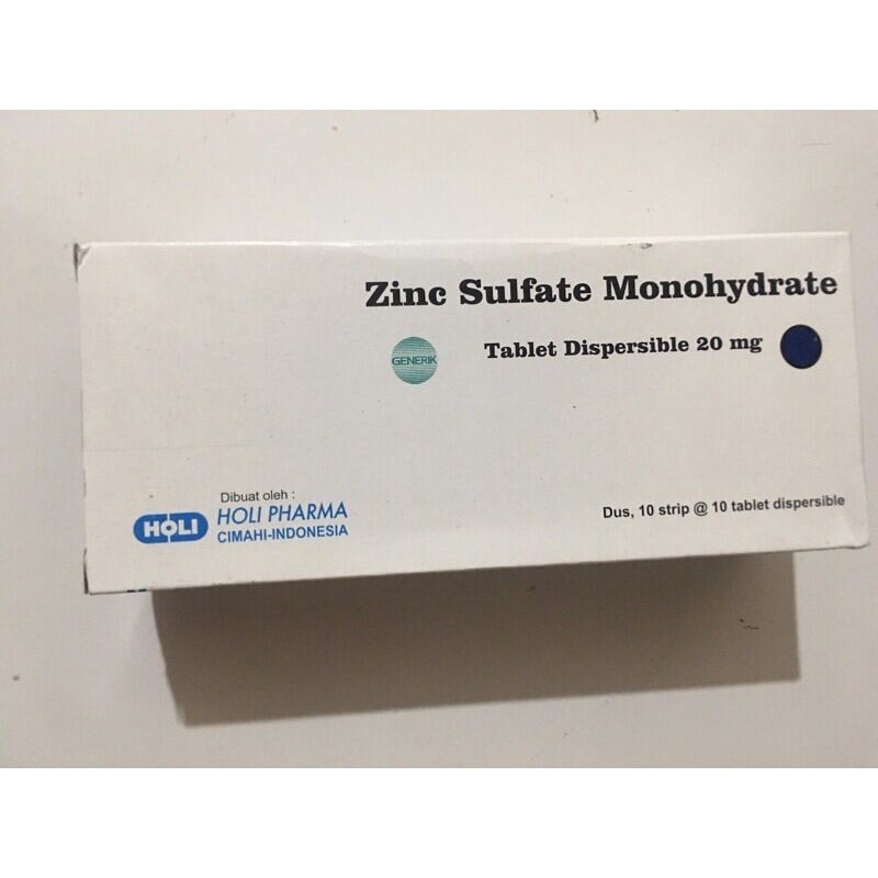 Zinc sulfate monohydrate 20mg suplemen per box (10 strip x 10 tablet