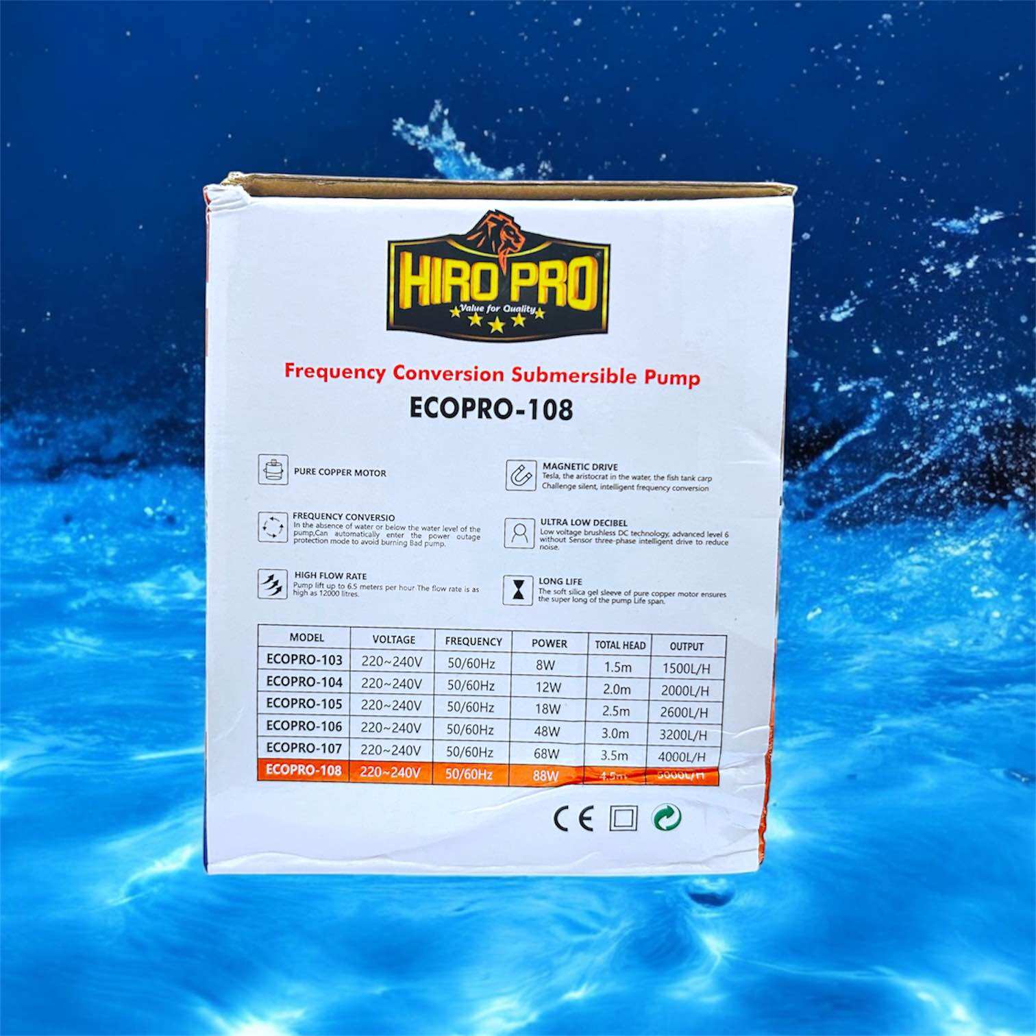 HIRO PRO ECO 108 POMPA KOLAM AQUARIUM CONVERSION SUBMERSIBLE PUMP