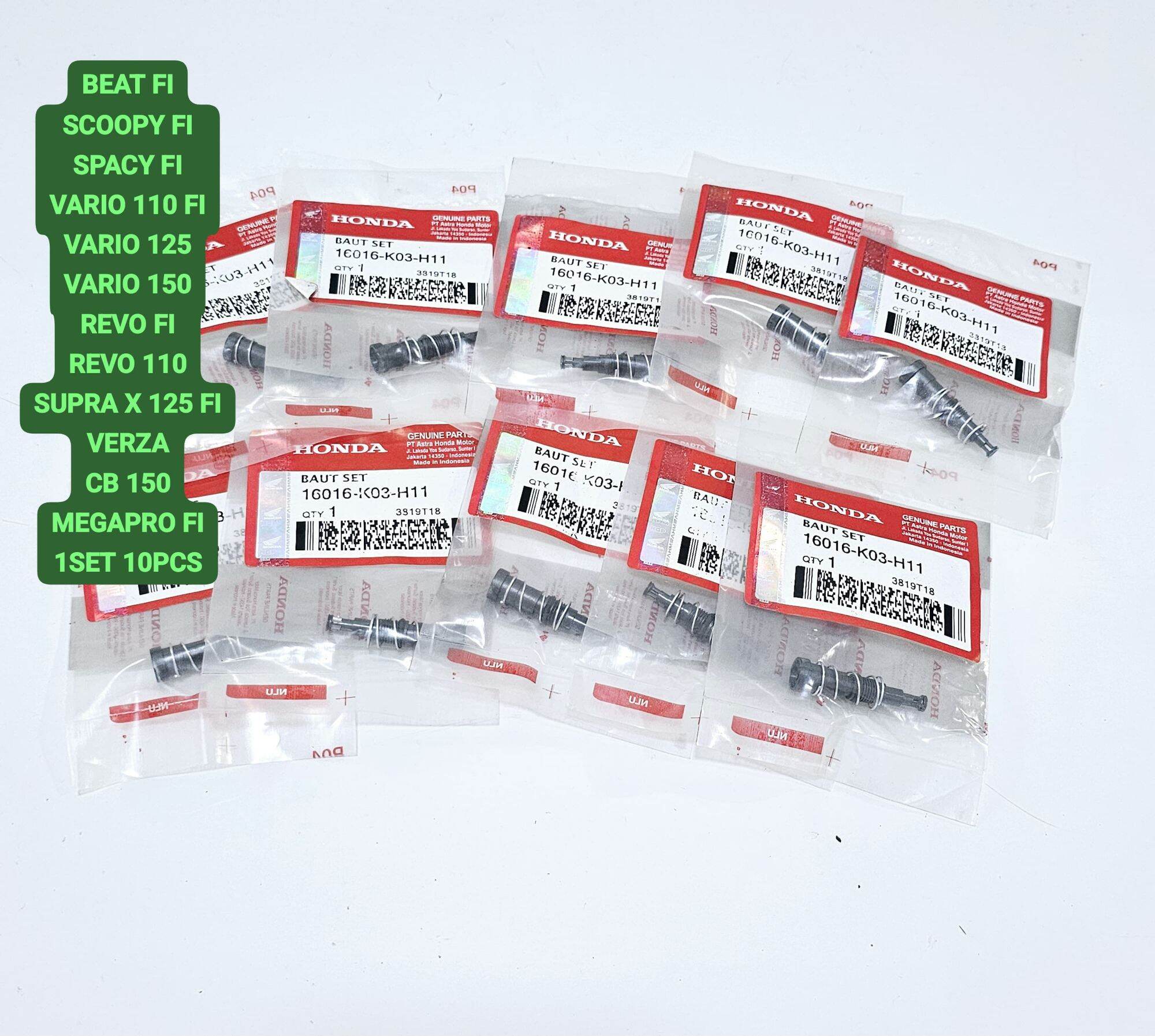 Beat fi scopy fi spacy fi Vario 110 fi Vario 125 Vario 150 Vario 110 Revo fi Revo 125 supra x 150 fi Verza CB megapro fi code K03 Langsam wind gas stick bolts 1set 10PCs Harga 32,000 rupiah*Gratis Ongkir
