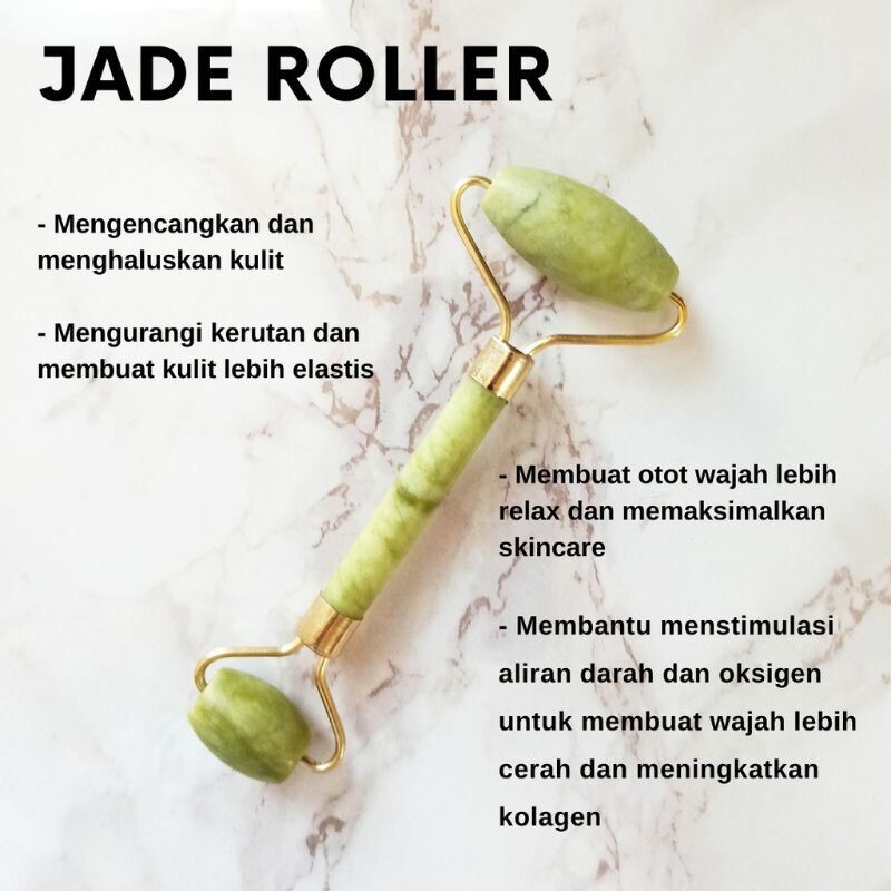 Jade Roller Guasha Gua Sha Alat Pijat Muka Wajah Facial Massage Batu Giok Alat Pijat Wajah