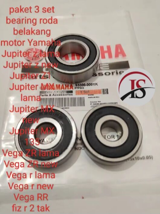 paket 3 set bearing roda belakang motor Yamaha Jupiter Z,Vega r,Vega ZR,Jupiter MX,fit R,force one,dijamin ongkir termurah dan tercepat. Harga 17,900 rupiah*Gratis Ongkir