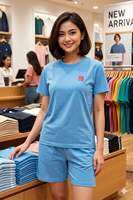 Setelan Celana Wanita Logo Bordir bahan katun