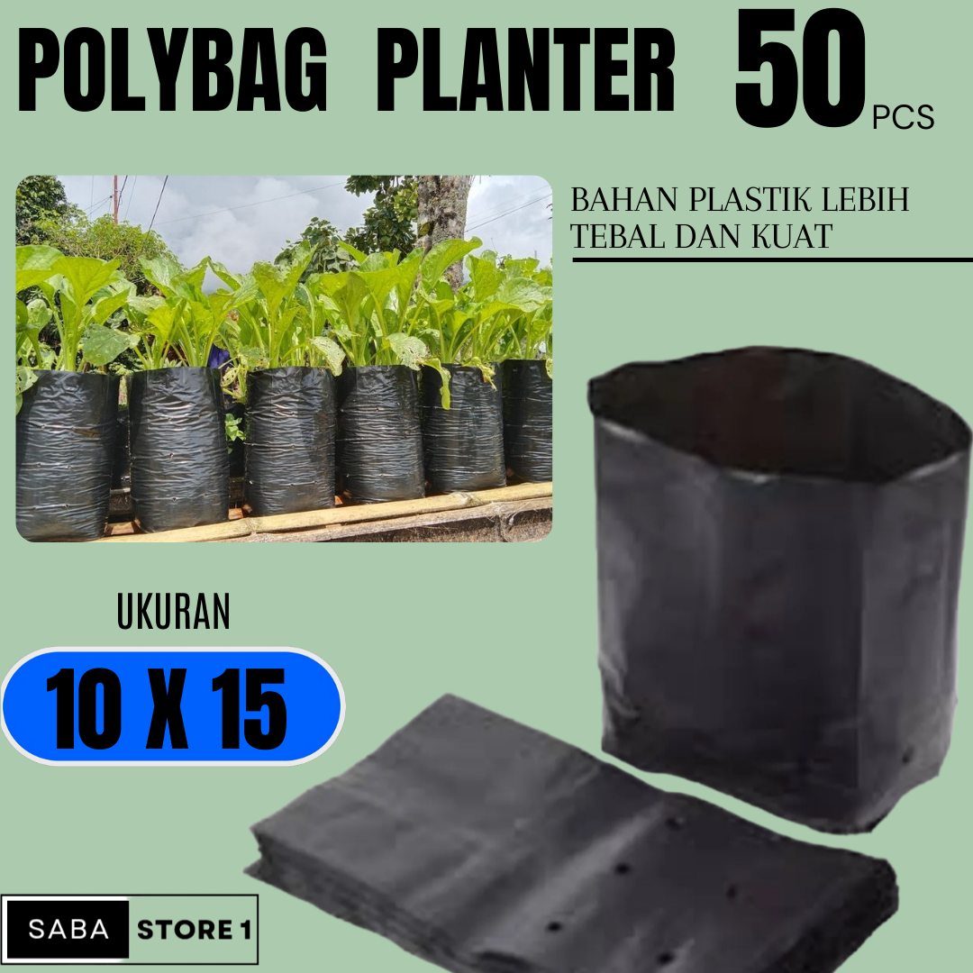 Polybag tanaman ukuran 10 x 15 isi 50 pcs/ polibag tanaman tebal ...