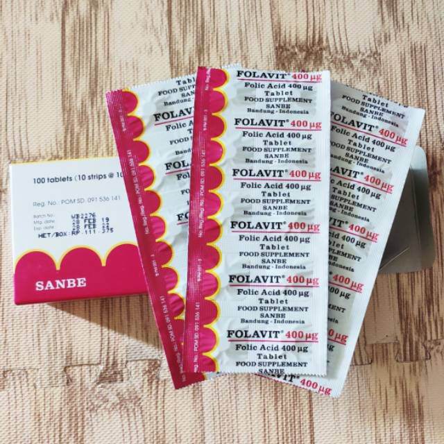 1 Strip Suplemen Folavit 400mg / 1 Lembar Folavit 10 tablet Original Sanbe