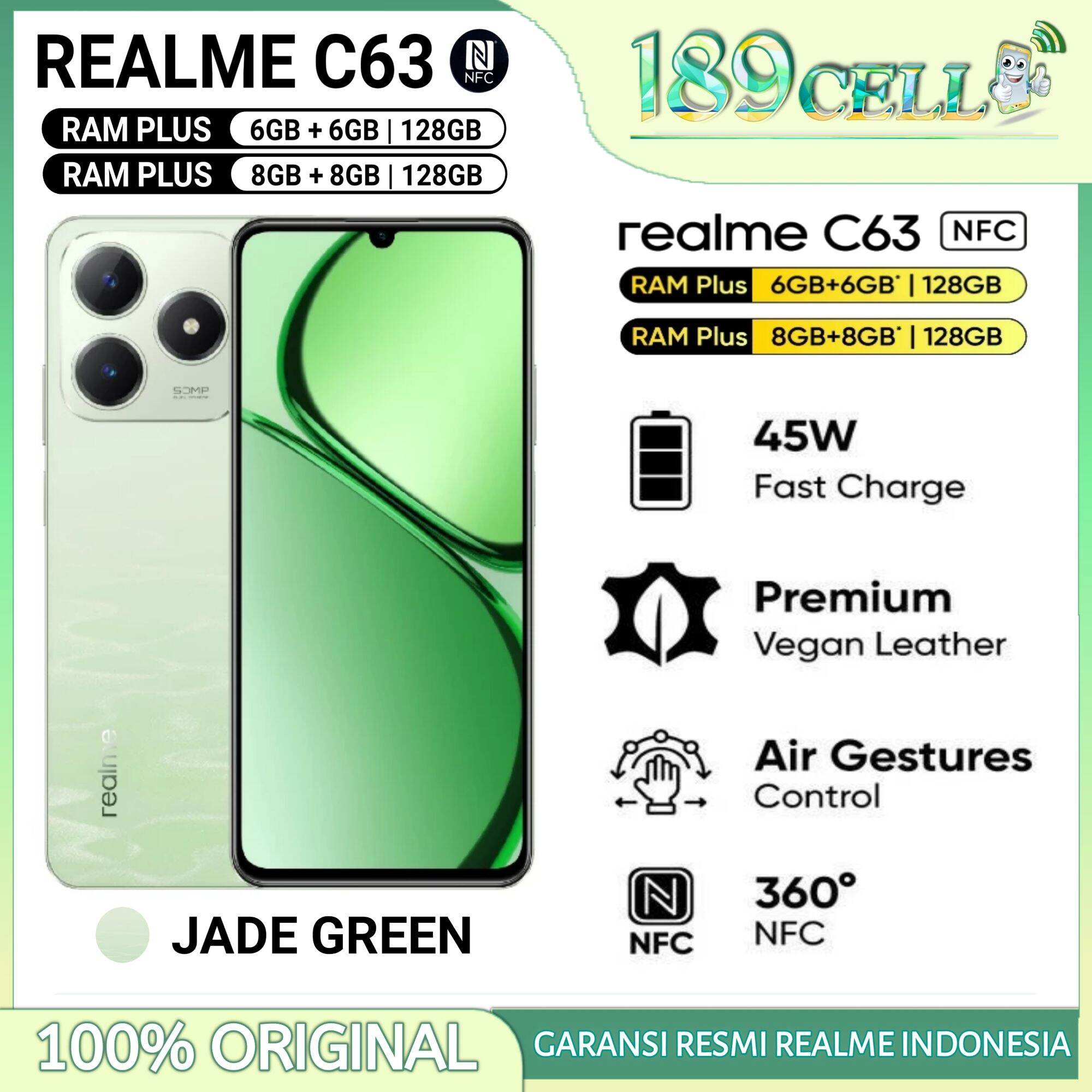 REALME C63 RAM 8/128 GB | REALME C 63 RAM 6/128 GB GARANSI RESMI REALME INDONESIA. 