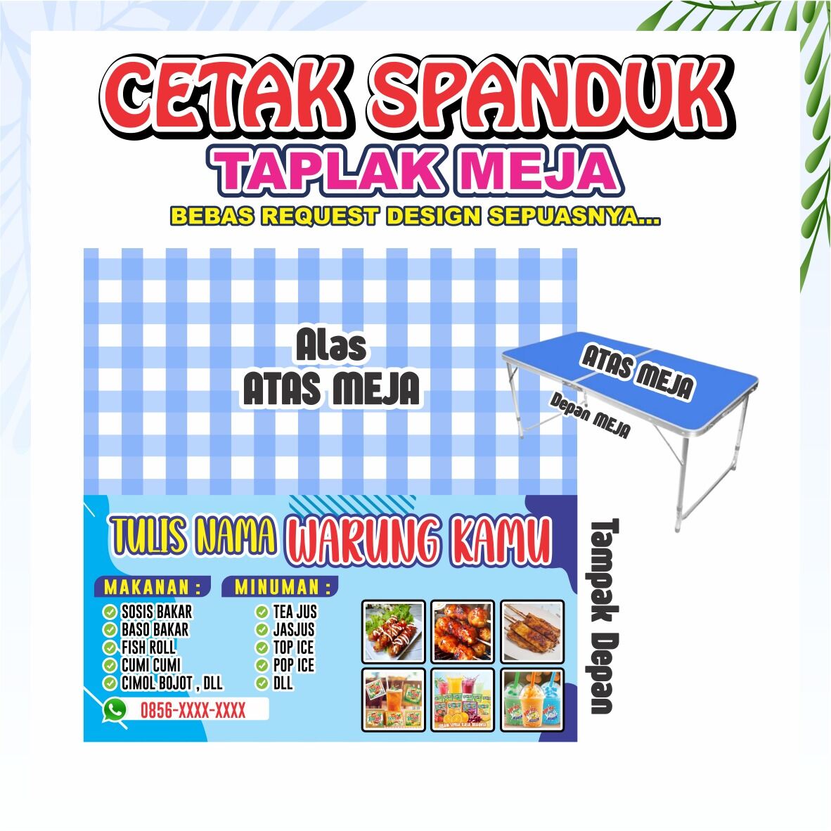 Spanduk / Banner TAPLAK MEJA Bebas Design | Lazada Indonesia