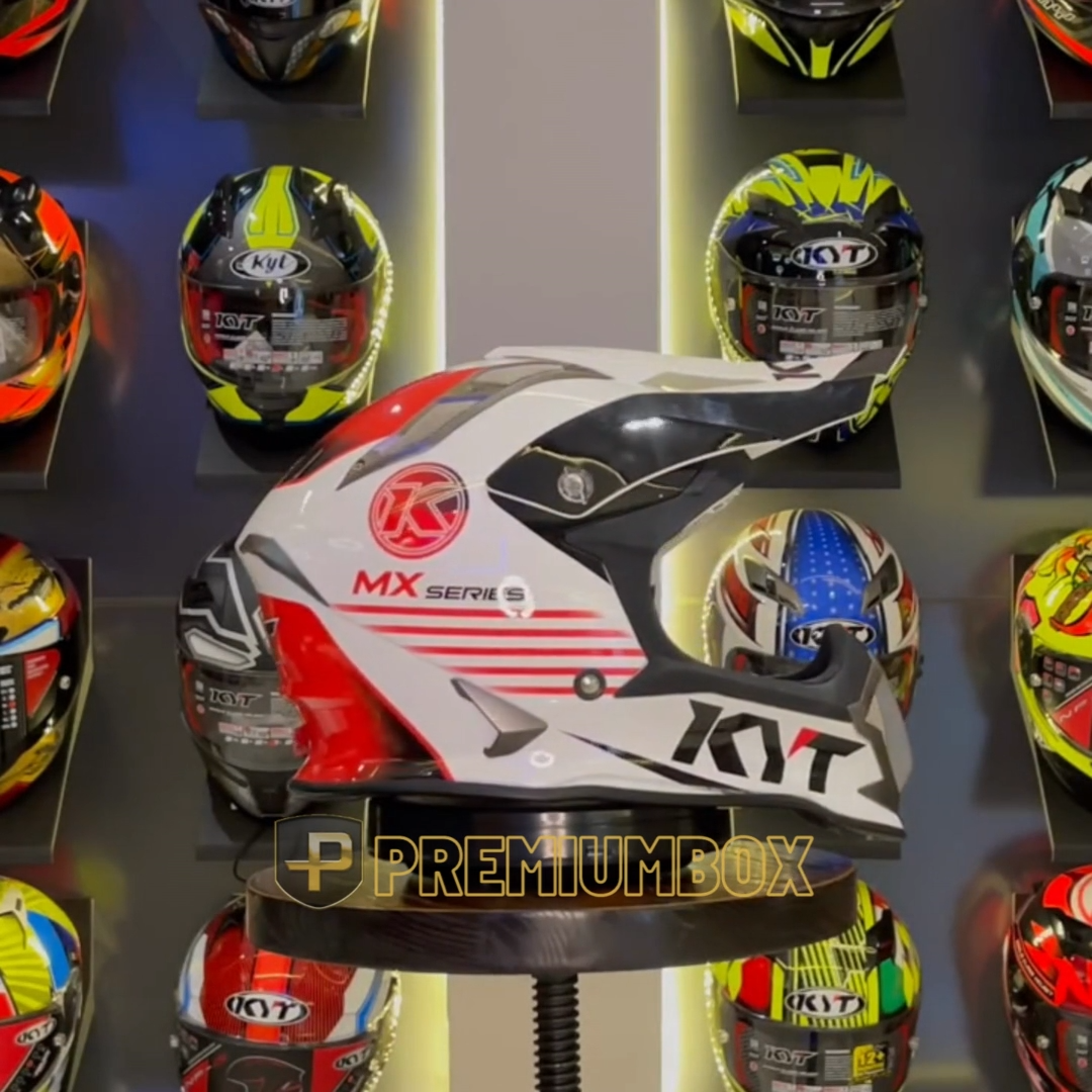 Helm KYT STRIKE EAGLE KMX White Red / helm kyt / helm cross / helm