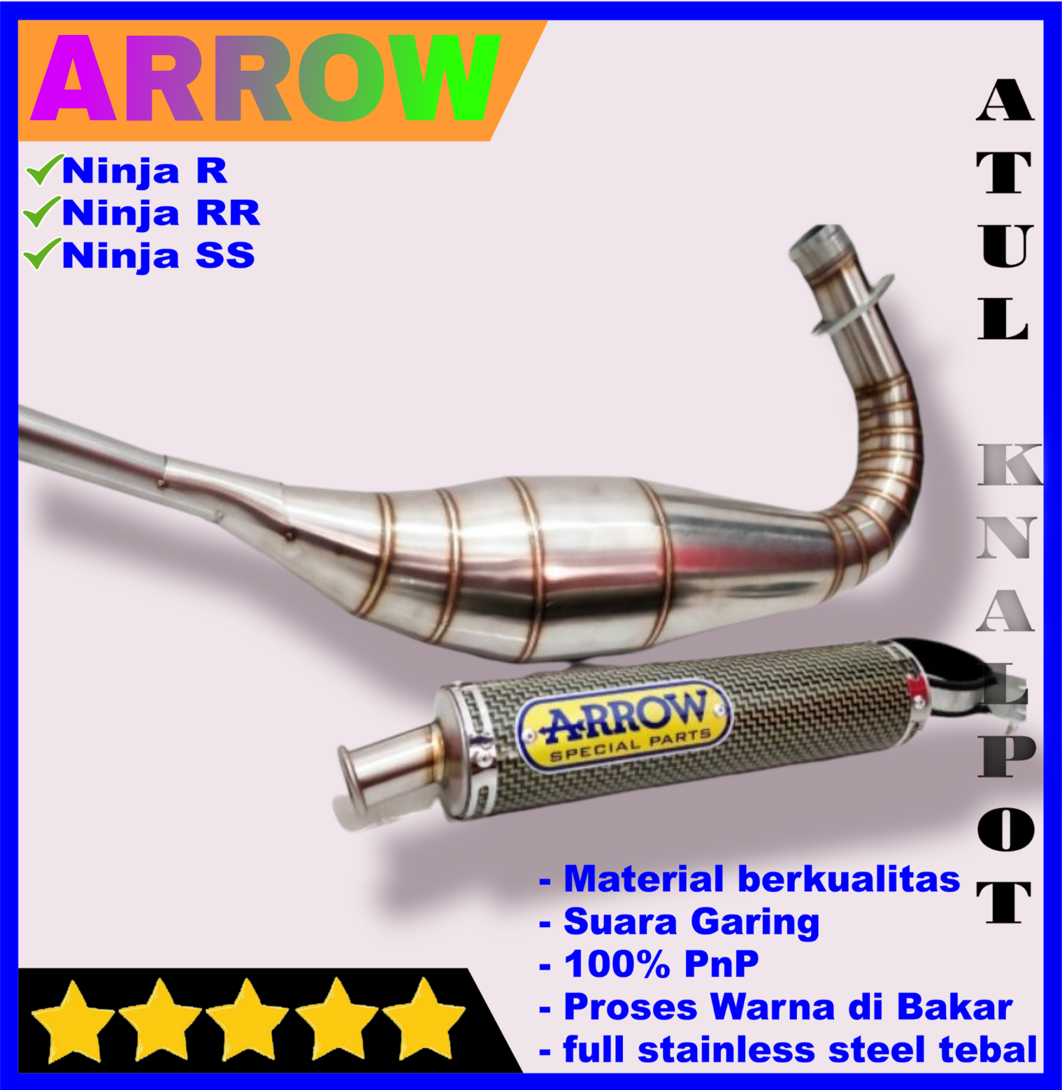 Knalpot ninja 2 tak ARROW full stainless ninja r ninja ninja rr ninja ...