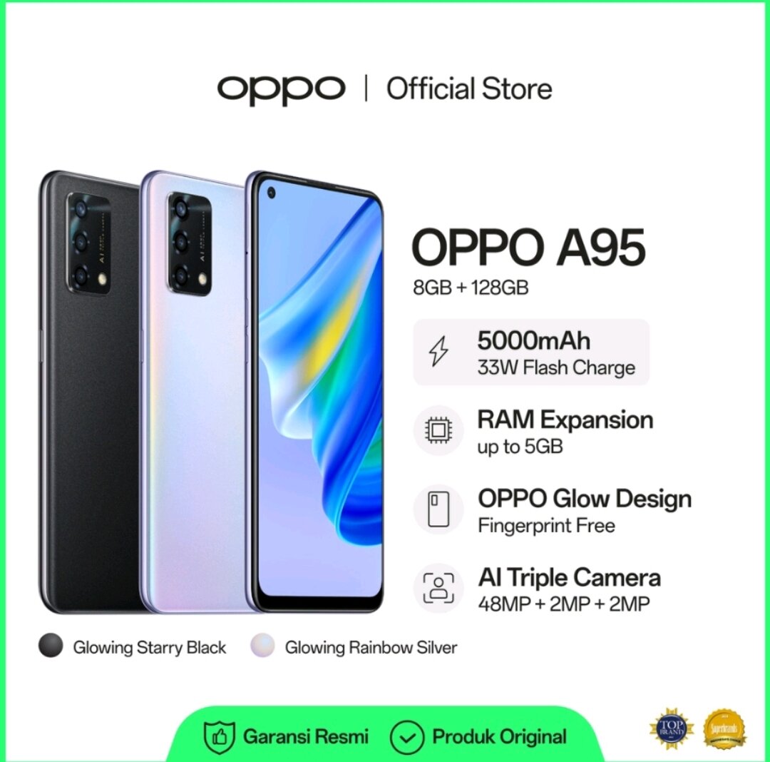 Lazada Indonesia - OPPO A95 8GB/128GB (33W) FLASH CHARGE.5000MAH BATTERY.