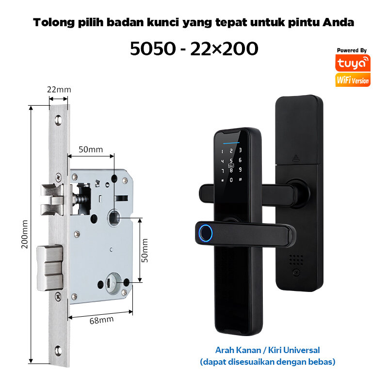 【Bahasa Indonesia】 Glass Panel Smart Door Lock Tuya WiFi Kunci Pintu Rumah 9 Bahasa Electronic