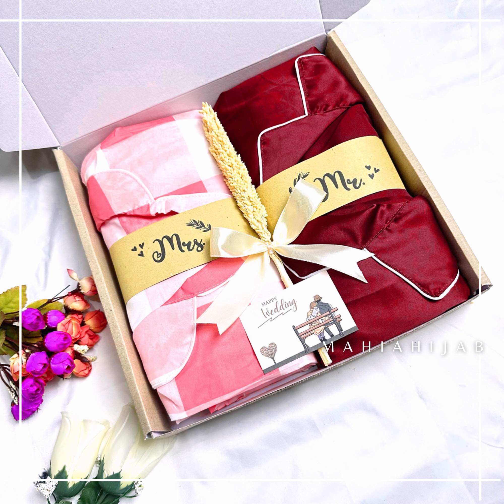 Hampers pernikahan Piyama Couple Motif / Hadiah Pernikahan Baju Tidur Pasangan / hadiah box Seserahan