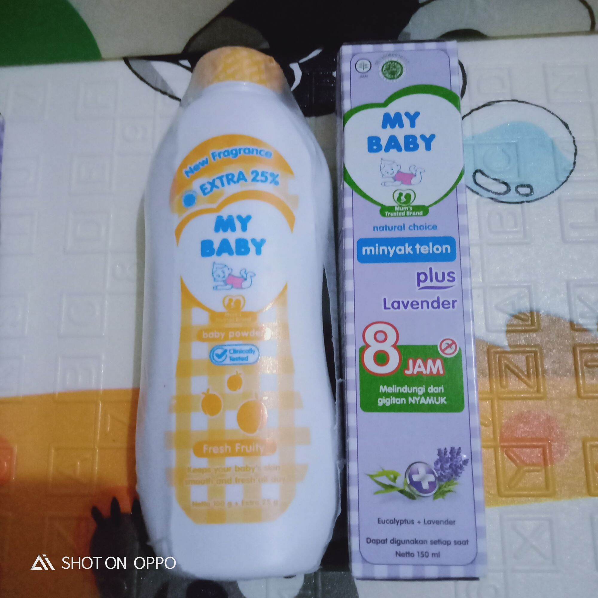 Paket Minyak Telon 150ml+Bedak my baby 125gr/variasi warna bedak