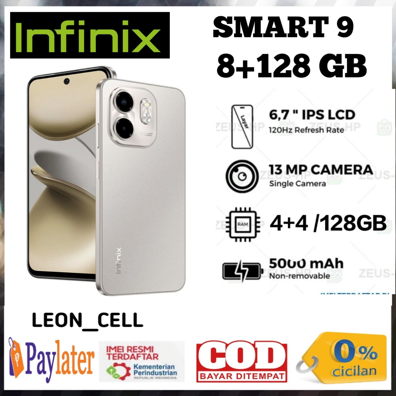 Infinix smart 9 8 + 128 GB Helio G81 gaming processor official warranty 1 year Giá 1,135,000 Đồng*Miễn phí vận chuyển