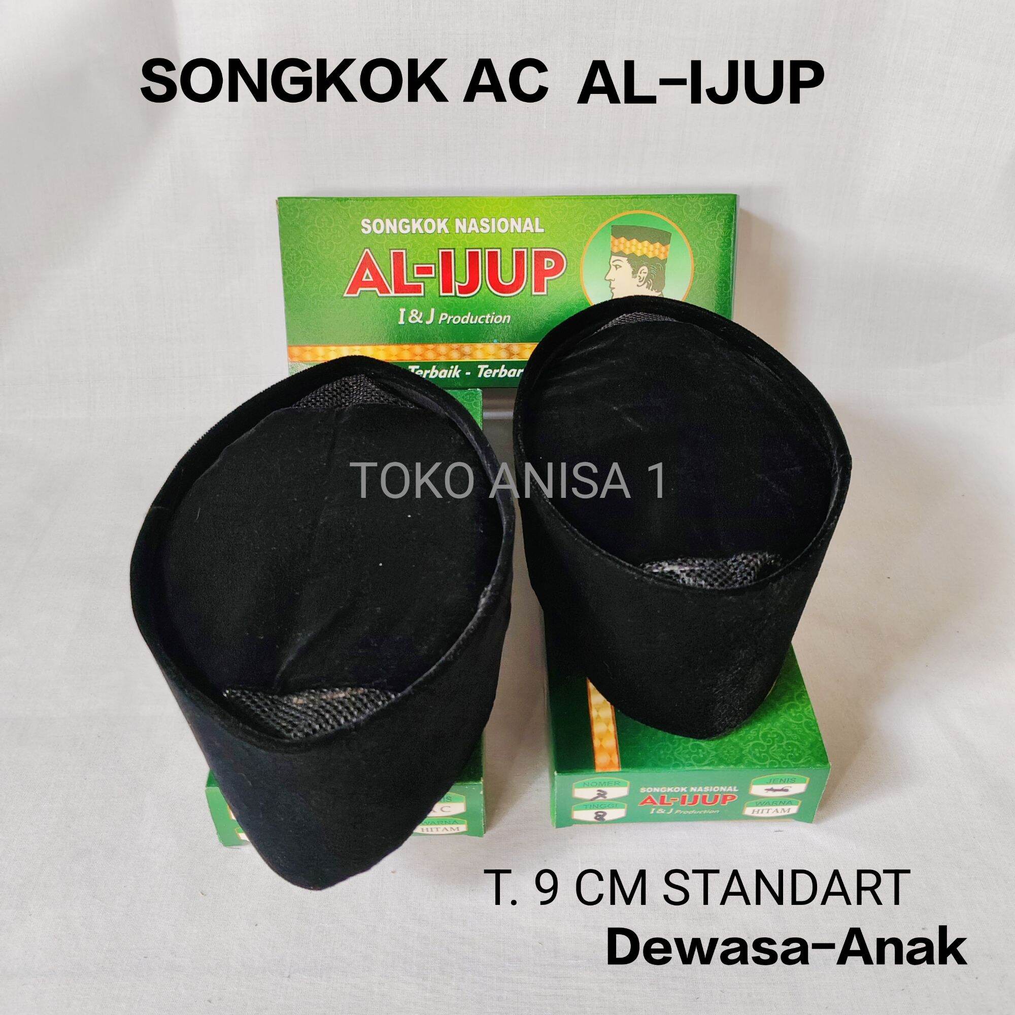 Peci Songkok Kopiah Kopeah Kopyah Hitam AC Anak dan Dewasa Tinggi 9cm Standar COD Bludru Halus Terlaris Terbaru Merek Al-Ijup