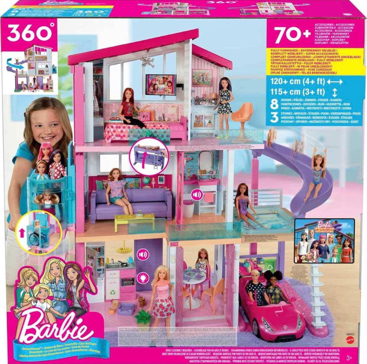 BARBIE DREAMHOUSE 360 FULLY FURNISHED 70+ ORIGINAL MATTEL RUMAH