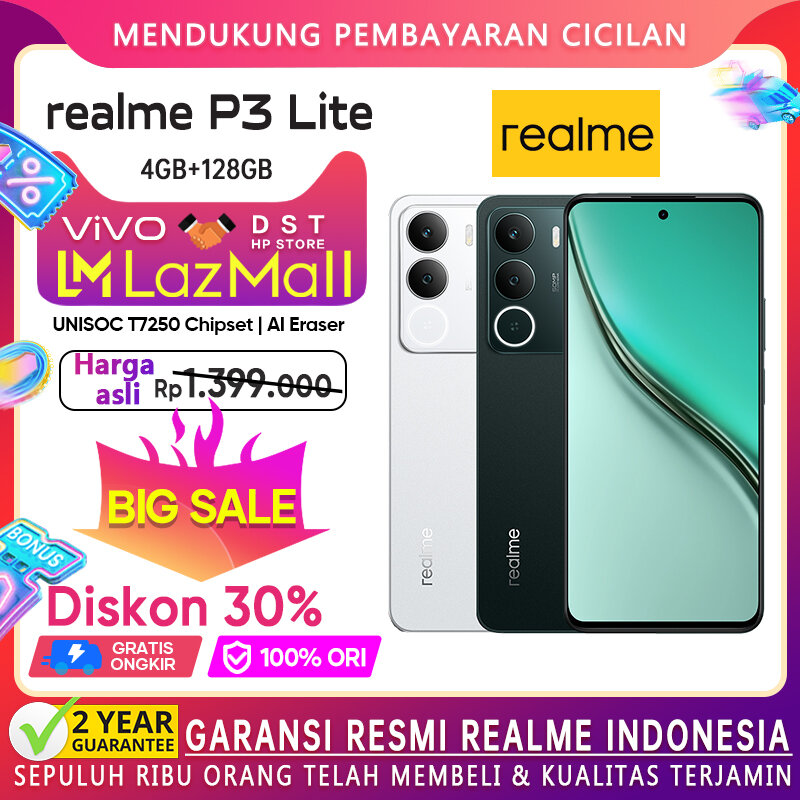 Realme P3 Lite 4GB + 8GB 128GB 6300mAh NFC display 400% volume ultra 120Hz eye comfort display Giá 1,599,000 Đồng*Miễn phí vận chuyển