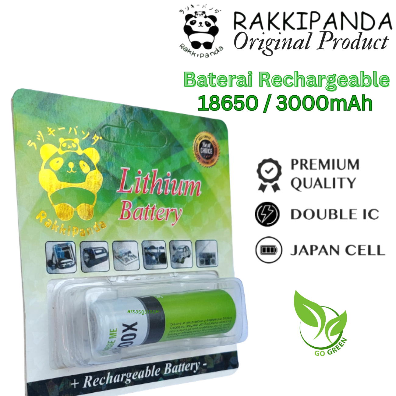 Batre Batrai Baterai 18650 Authentic RakkiPanda Senter Swat - 3000mAh ...