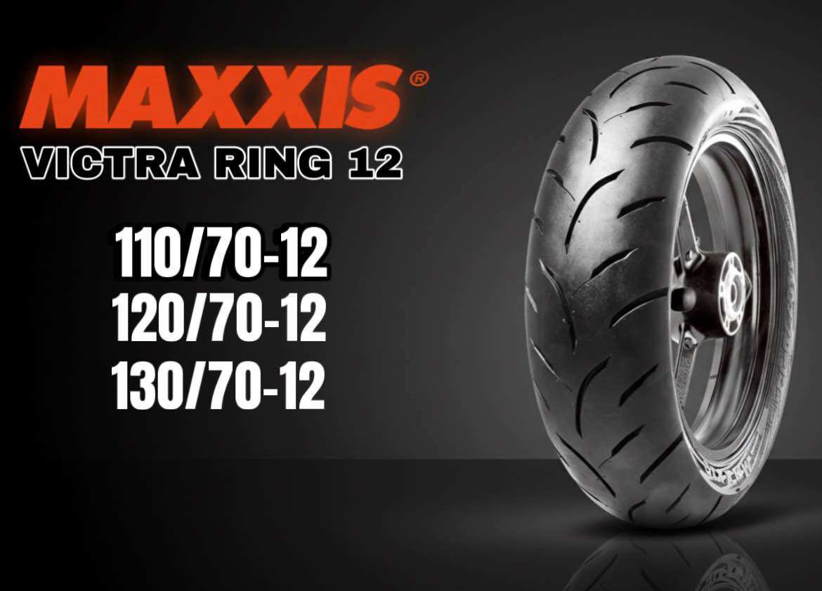 12 Maxxis victra tubeless ring outer tire 110/70-12 120/70-12 130/70-12 Harga  421,958 Ringgit*Penghantaran Percuma