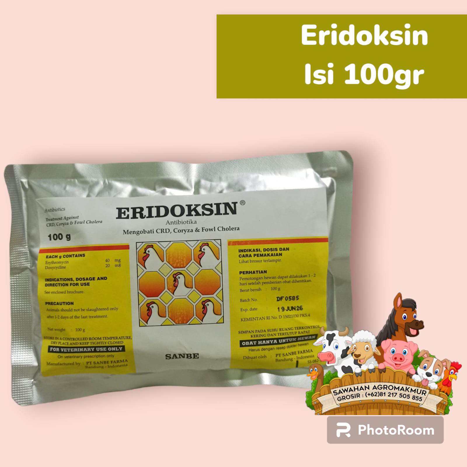 eridoksin 100gr antibiotik unggas ayam broiler pejantan aduan bangkok obat ayam lemas ngantuk pucat
