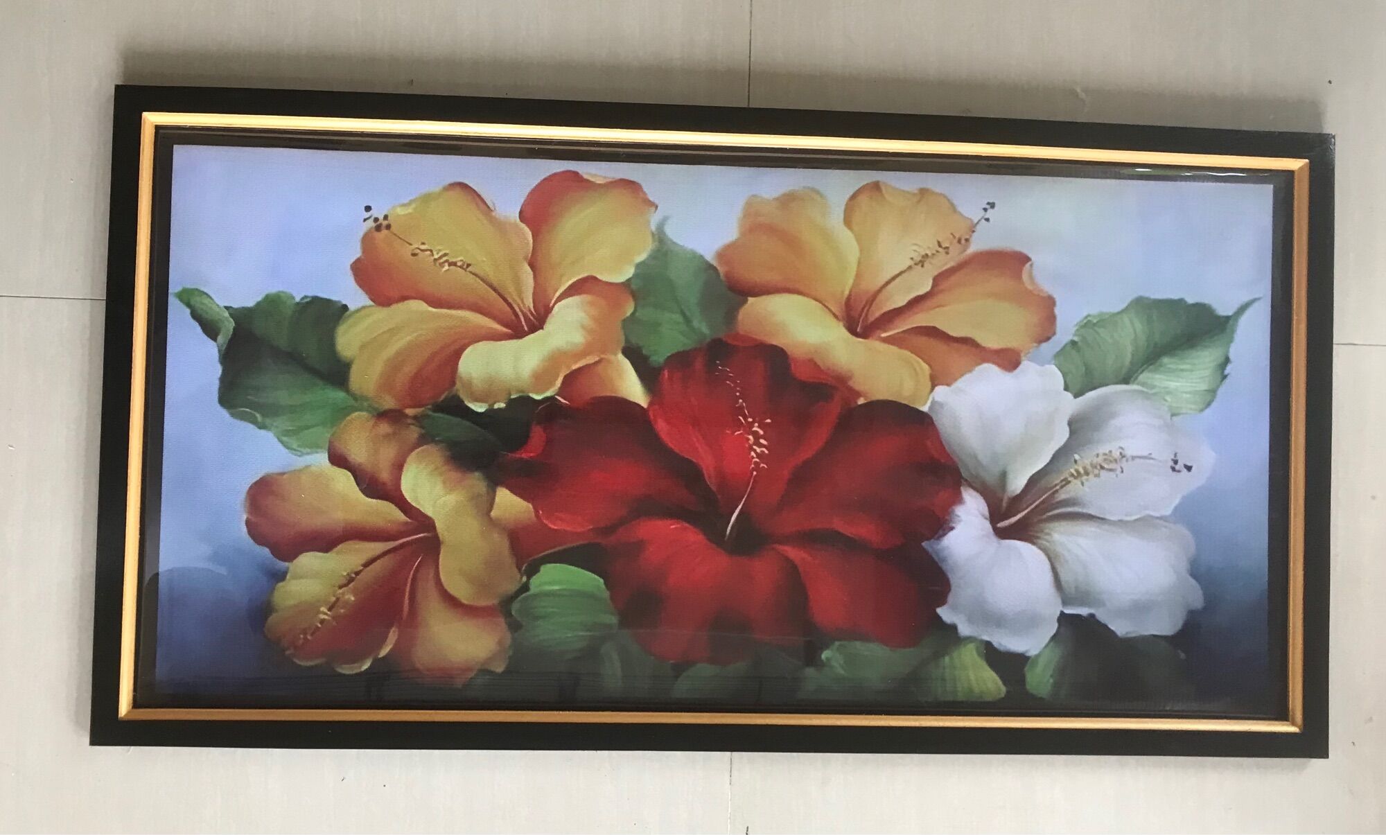 Hiasan Dinding Cetak Gambar Bunga indah plus bingkai uk:50cm x 100xm