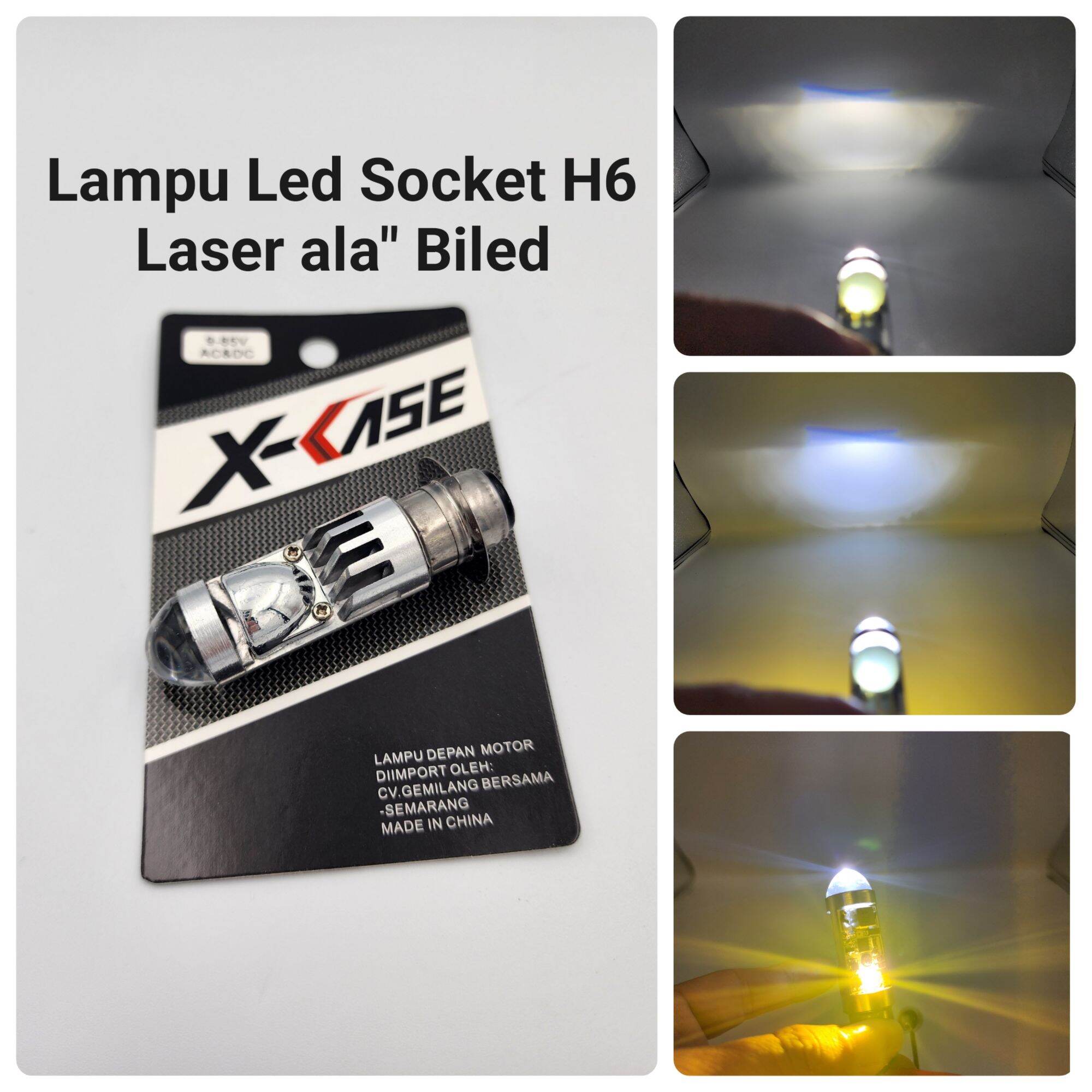 Lampu Led Utama Socket H6 Laser Biled Putih Kuning X-CASE - Lampu Motor ...