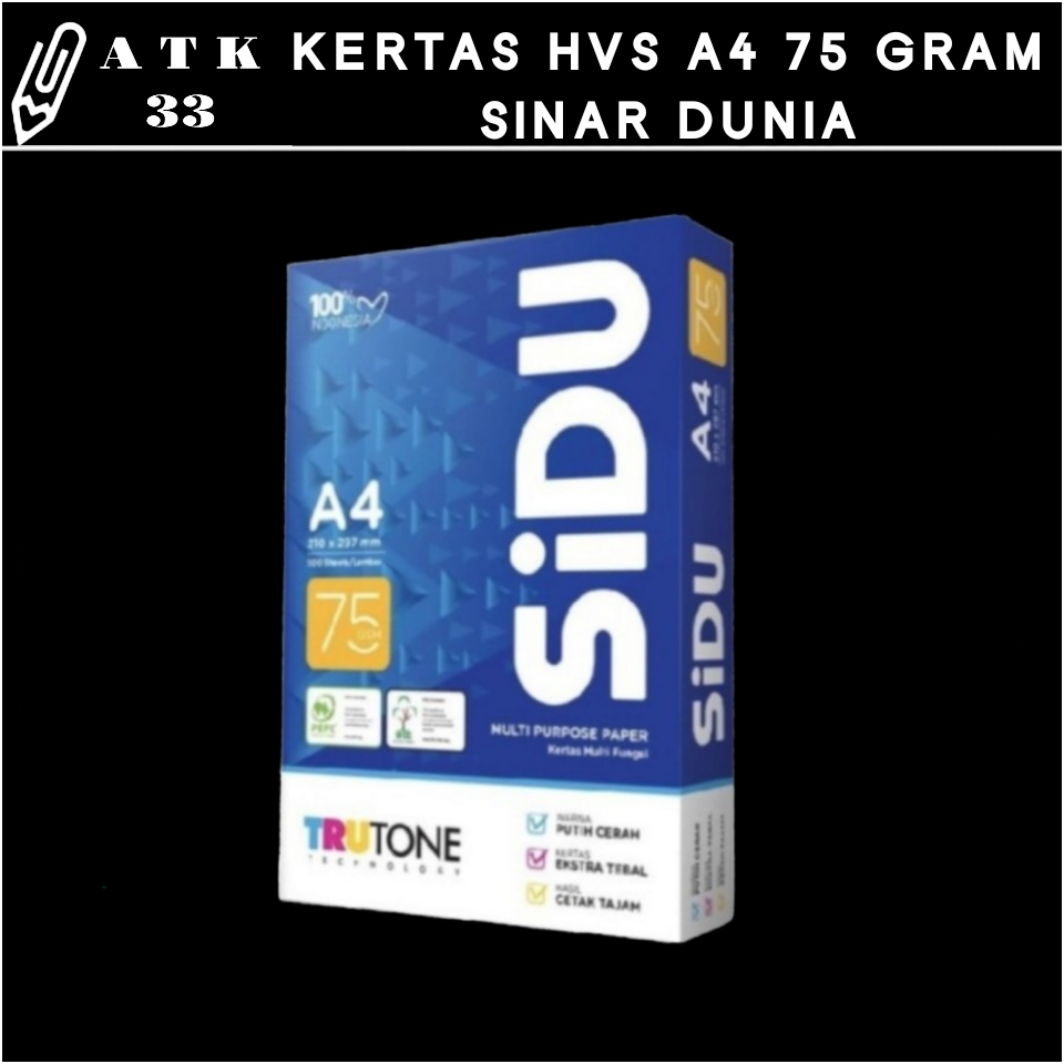 Kertas HVS A4 75 Gram Sidu Per 200 Lembar ( ECER ) | Lazada Indonesia