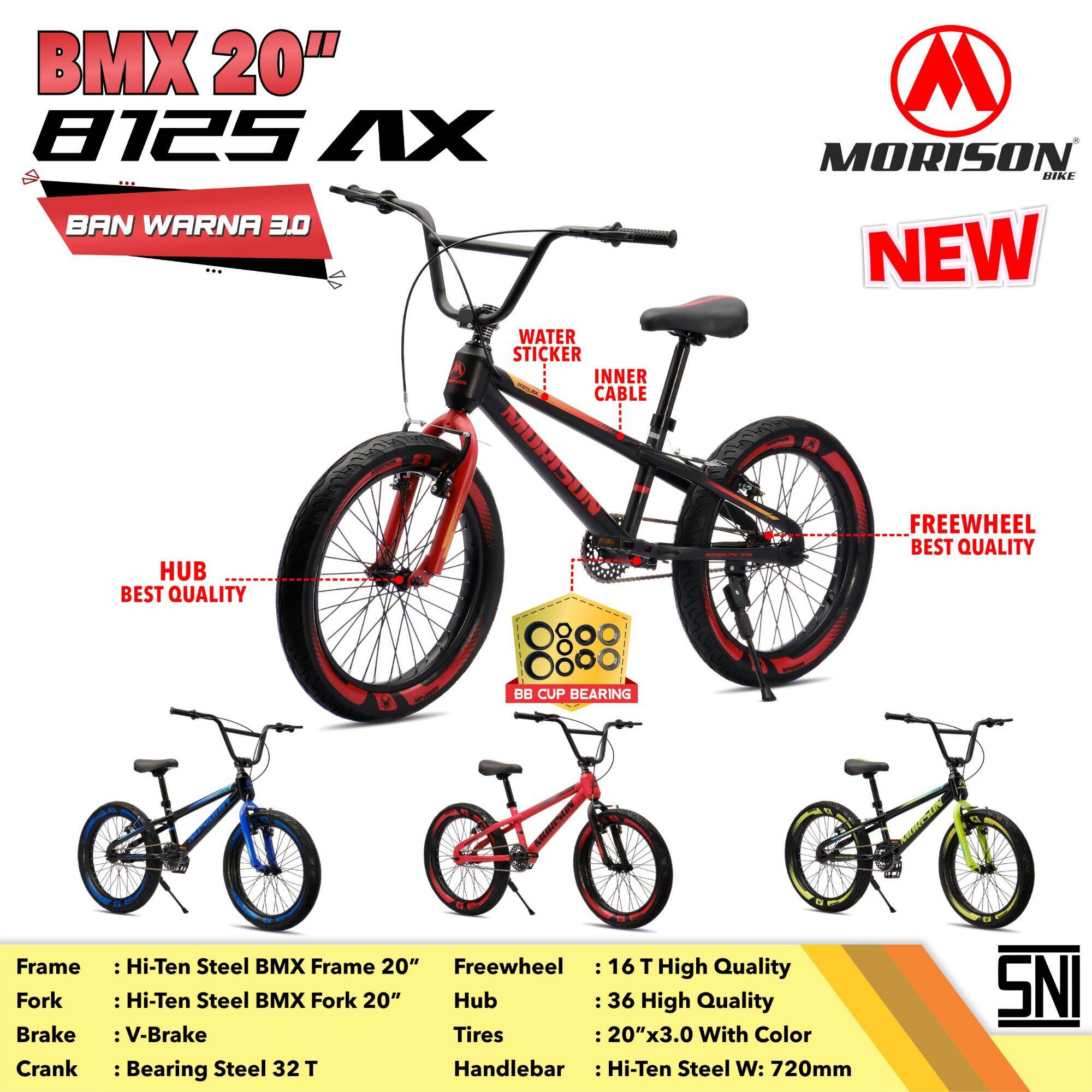 Morison 20 inch boys' BMX bicycle 8125 ax jumbo tire 3.0 Harga 649,000 rupiah*Gratis Ongkir