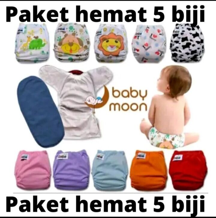 isi ( 5 pcs ) clodi bayi cuci ulang / diapers training pant