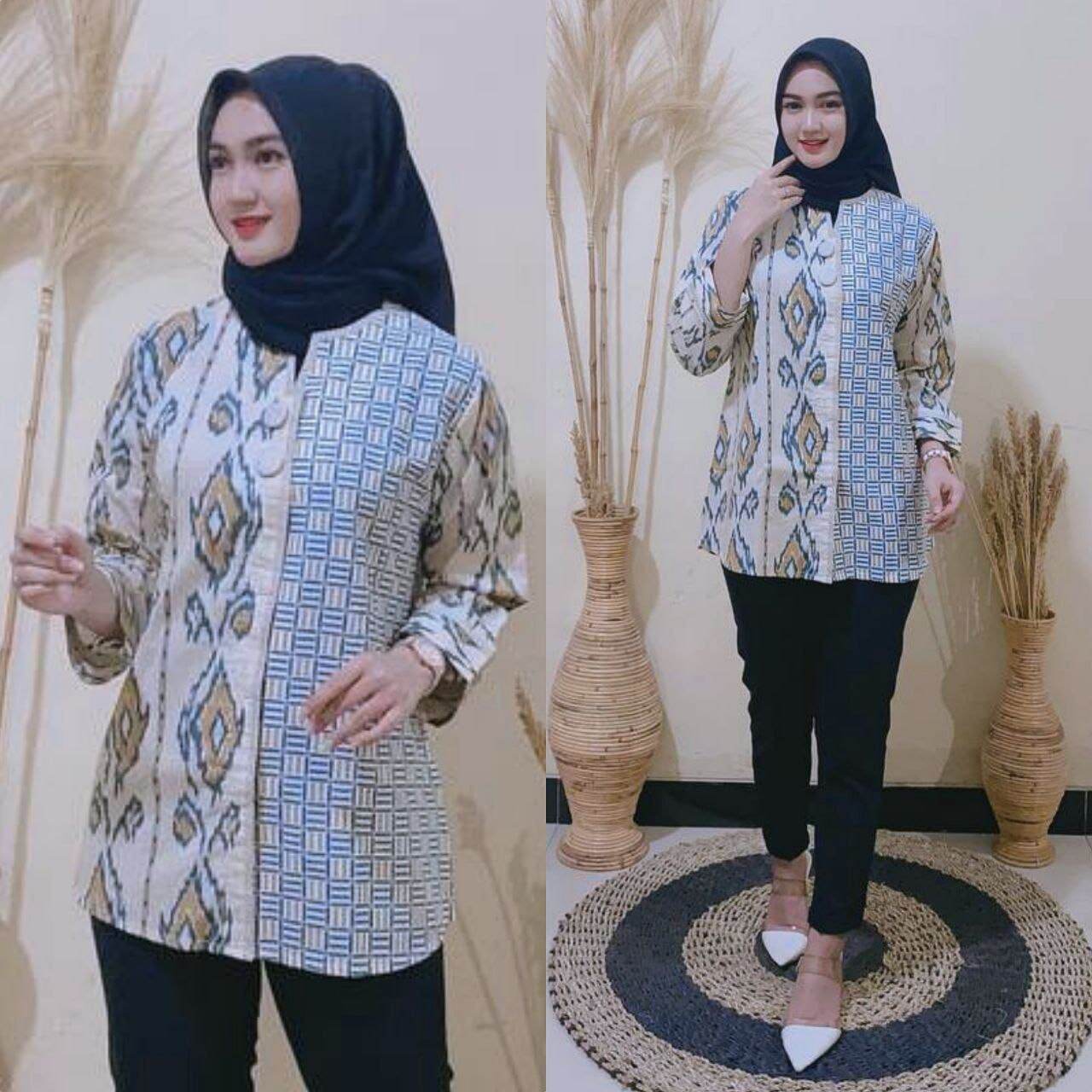 BAJU BATIK WANITA MODERN MONALISA GENES M L XL JUMBO | Lazada Indonesia