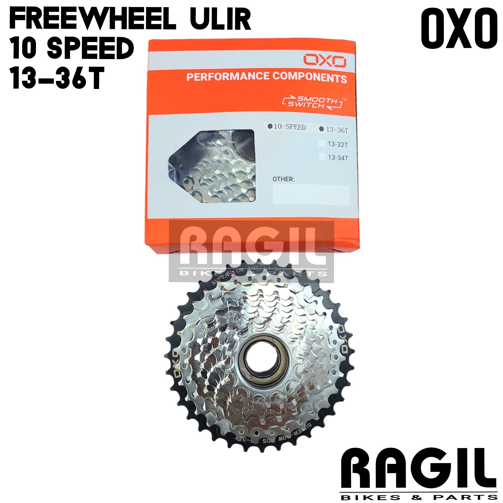 FREEWHEEL 10 SPEED OXO 13-36T ULIR DRAT GIR GEAR BELAKANG SEPEDA