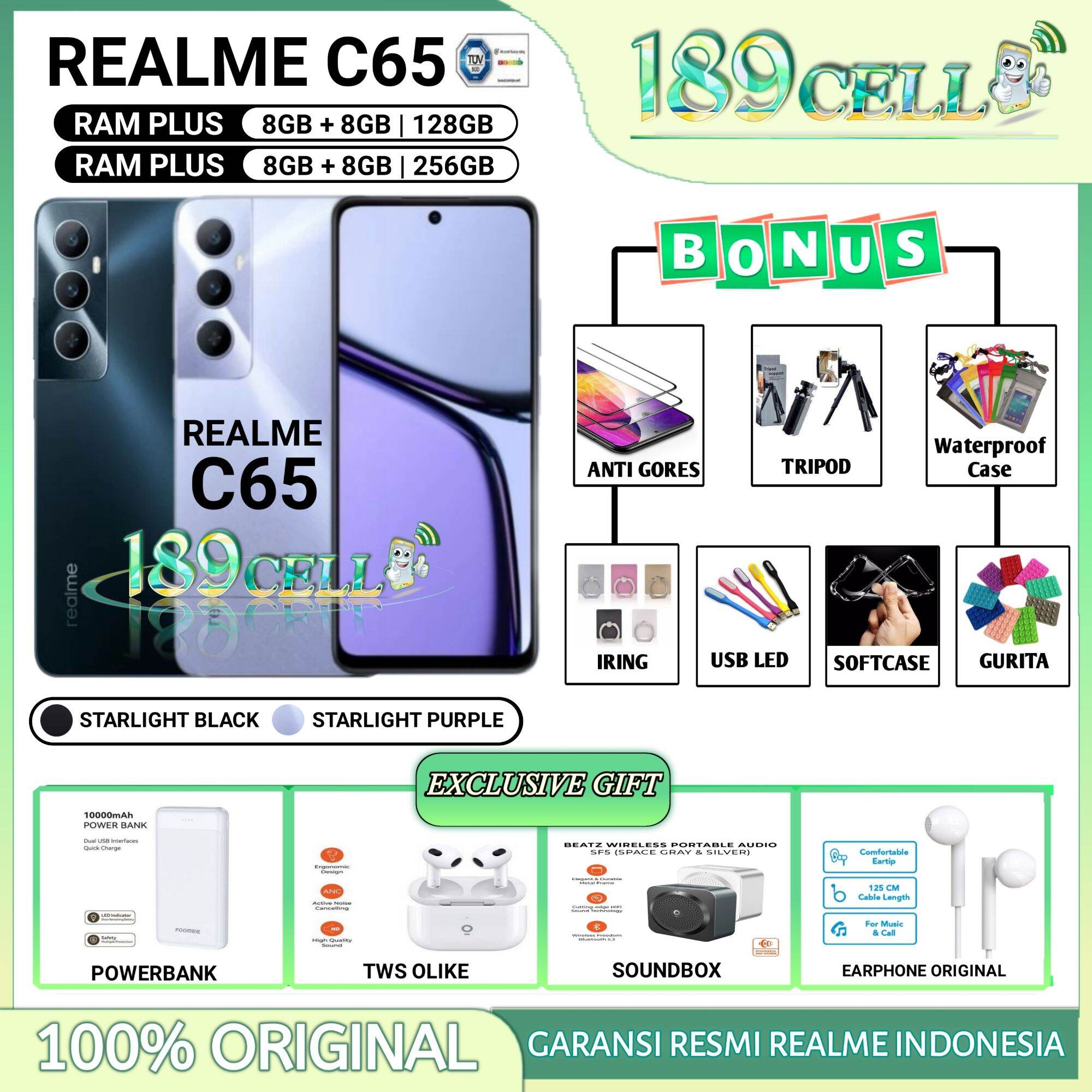 Realme C65 Ram 8/256Gb | Realme C 65 Ram 8/128 Gb Official Realme Indonesia Warranty Harga  1,719,900 Ringgit*Penghantaran Percuma