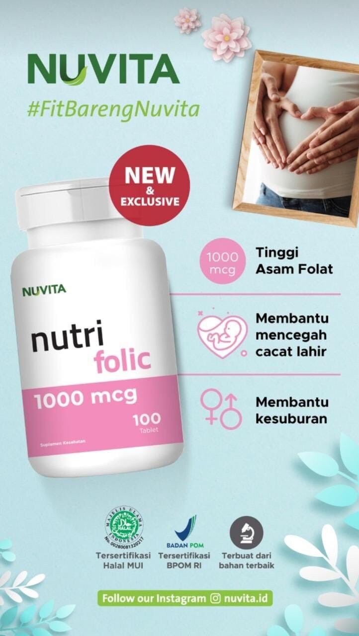 NUVITA NUTRI FOLIC ACID 1000 MCG ASAM FOLAT IBU PROGRAM HAMIL MENYUSUI ...