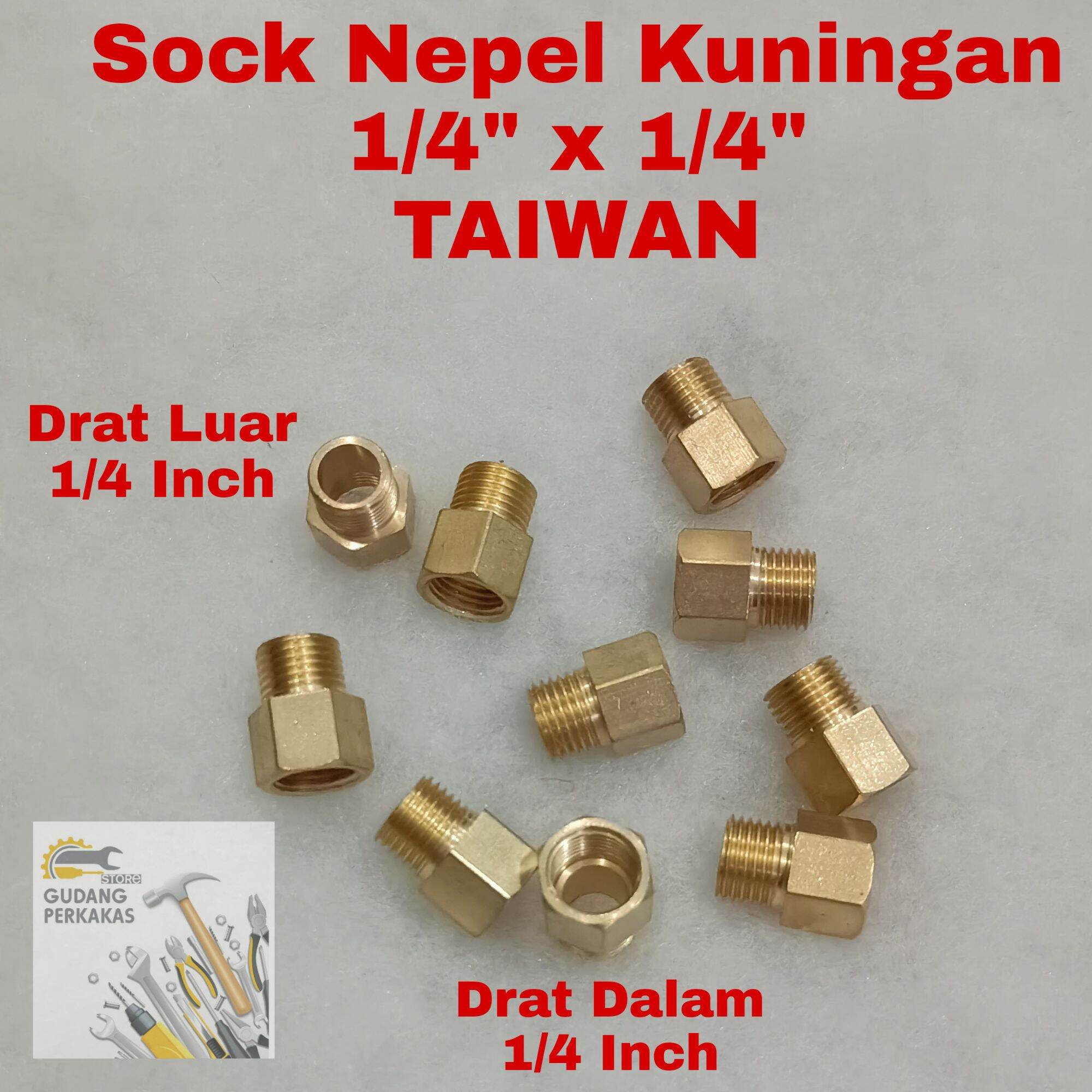 Sok Nepel Kuningan X Taiwan Nepel Sock Drat Luar Dalam Inch Lazada Indonesia