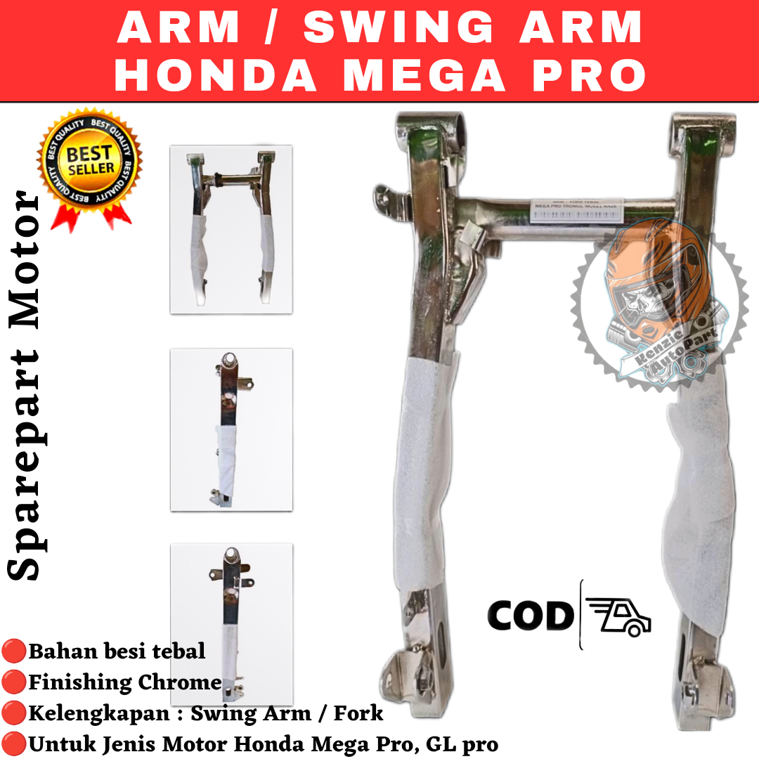 Arm Swing Arm Fork Supit Lengan Ayun Motor Mega Pro Tromol Model Kaze Chrome Besi Tebal Kualitas