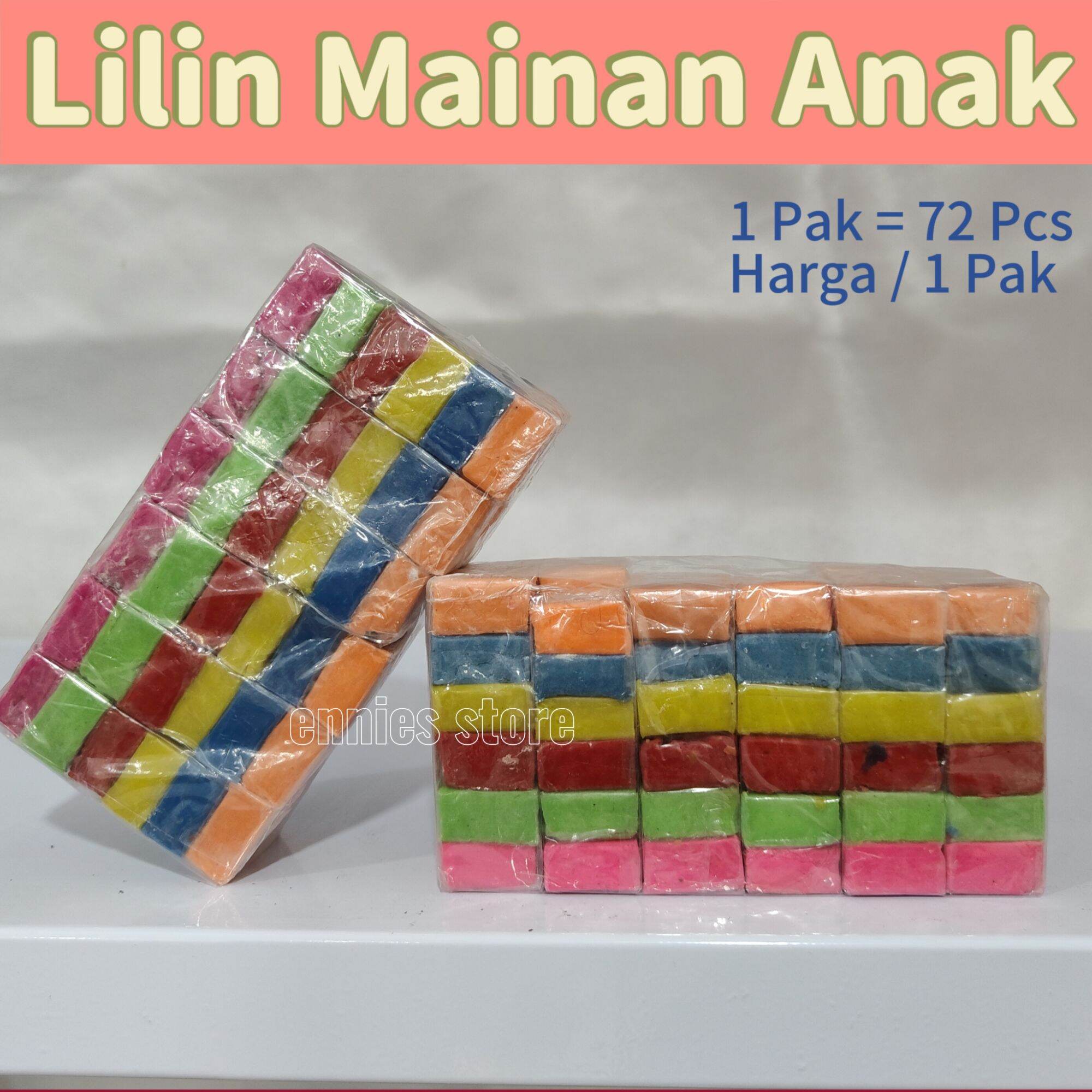 1 PAK ISI 72 PCS LILIN MAINAN ANAK 6 WARNA / PLASTISIN KECIL / PLAYDOUGH