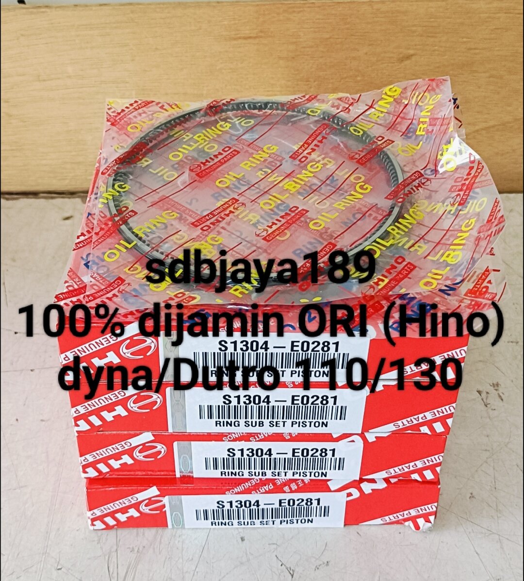ring seher piston STD ht130 dyna saurus hino dutro 110st 110 130ht 130 hrg set (4piston) 1000% original toyota/Hino Harga 1,300,000 rupiah*Gratis Ongkir